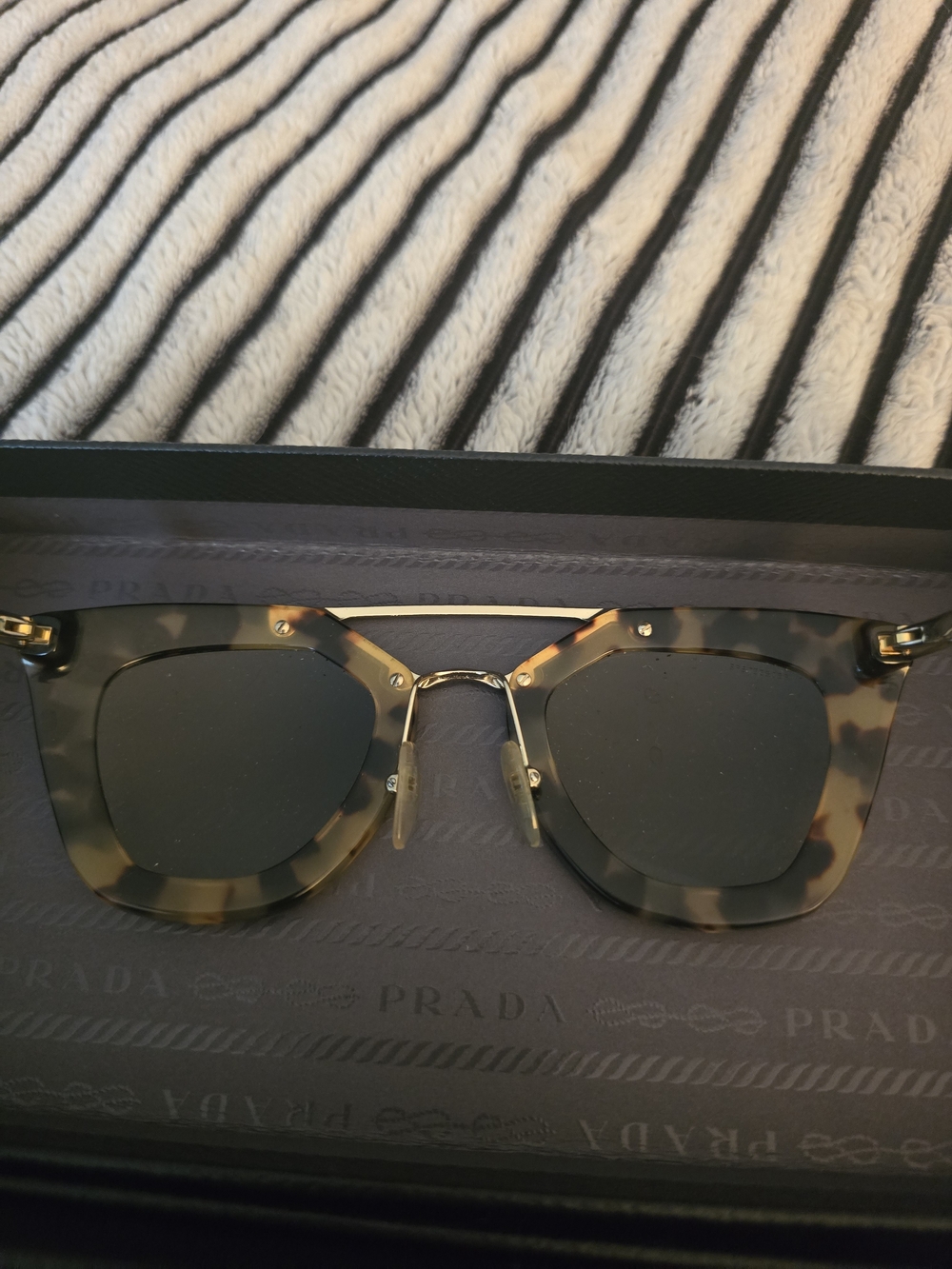 Prada SPR09Q Cinema Tortoise Shell Sunglasses Black Saffiano Leather Case + Box - Picture 8 of 16